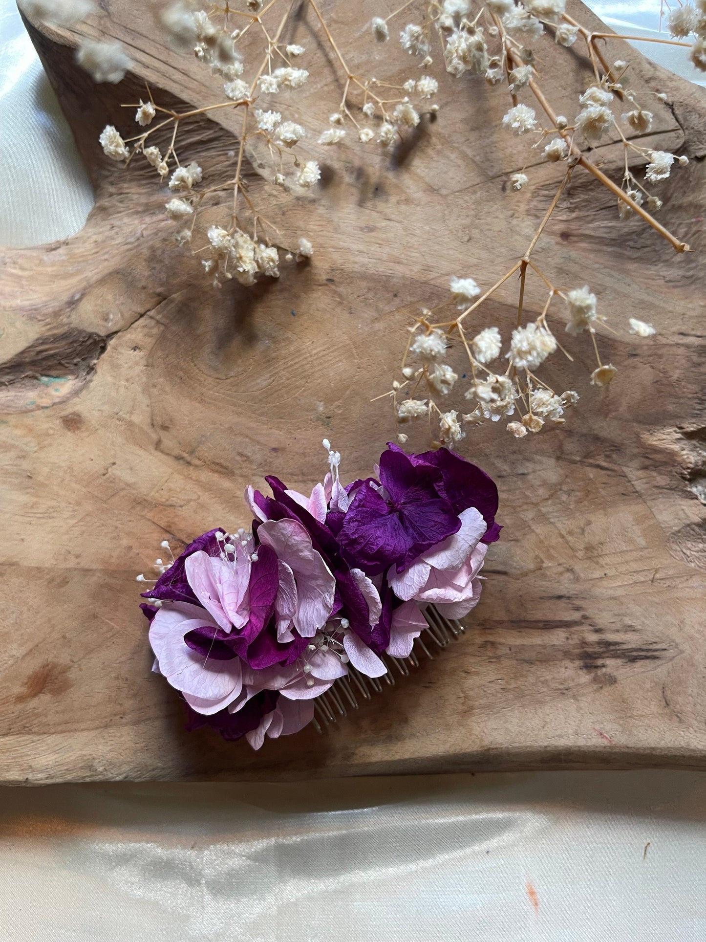 KIMBERLY hair comb preserved hortensia , bridal accessories, wedding accessories DYI