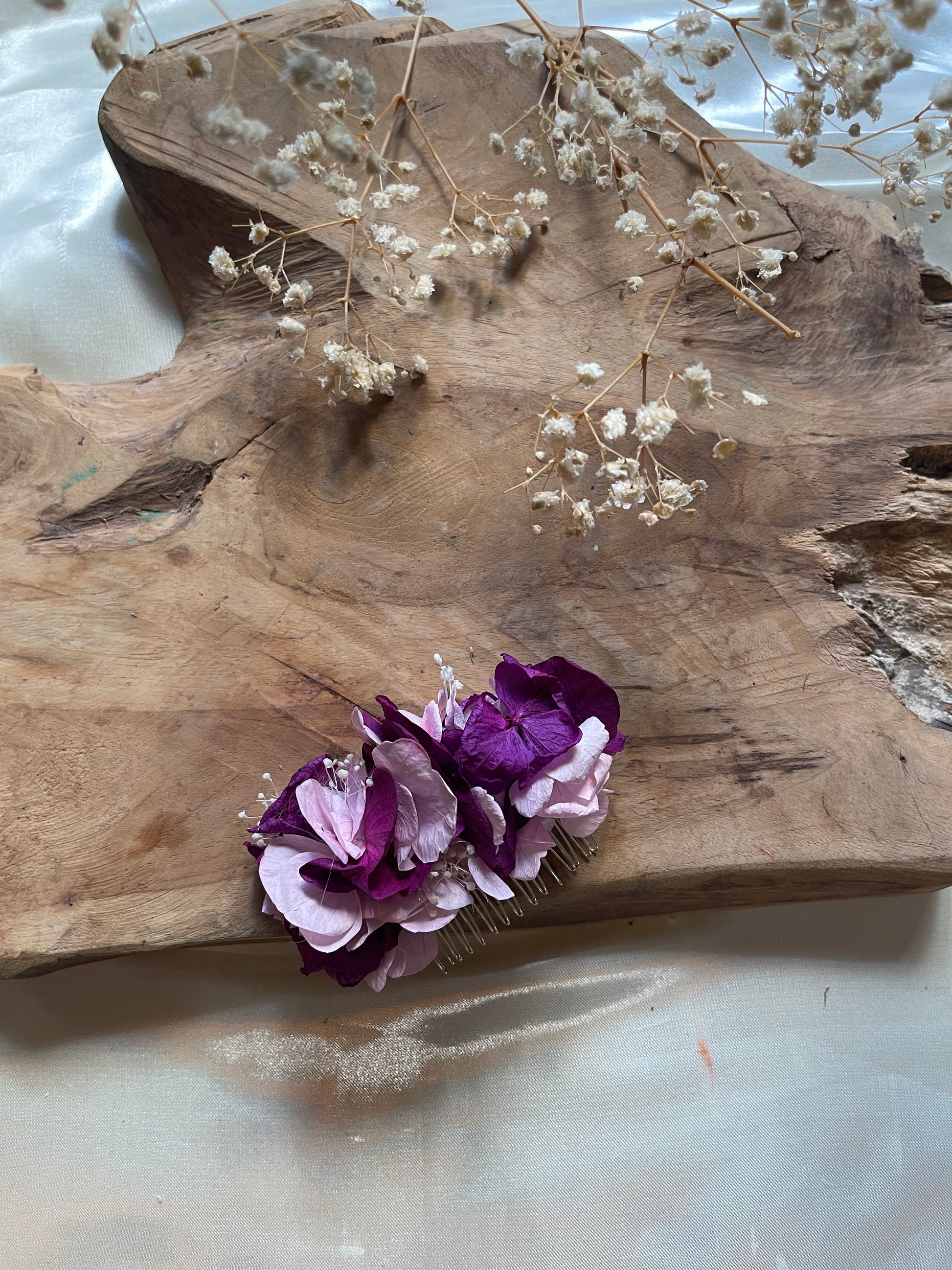 KIMBERLY hair comb preserved hortensia , bridal accessories, wedding accessories DYI