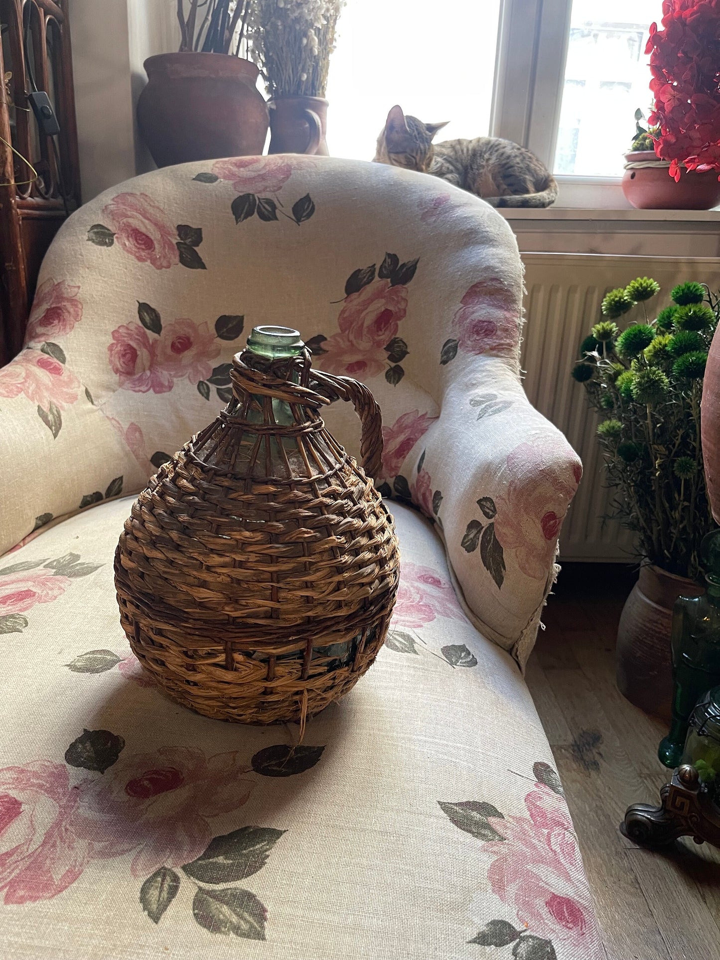 Dame Jeanne avec osier 5L, vintage dame jeanne, demijohn since 1960