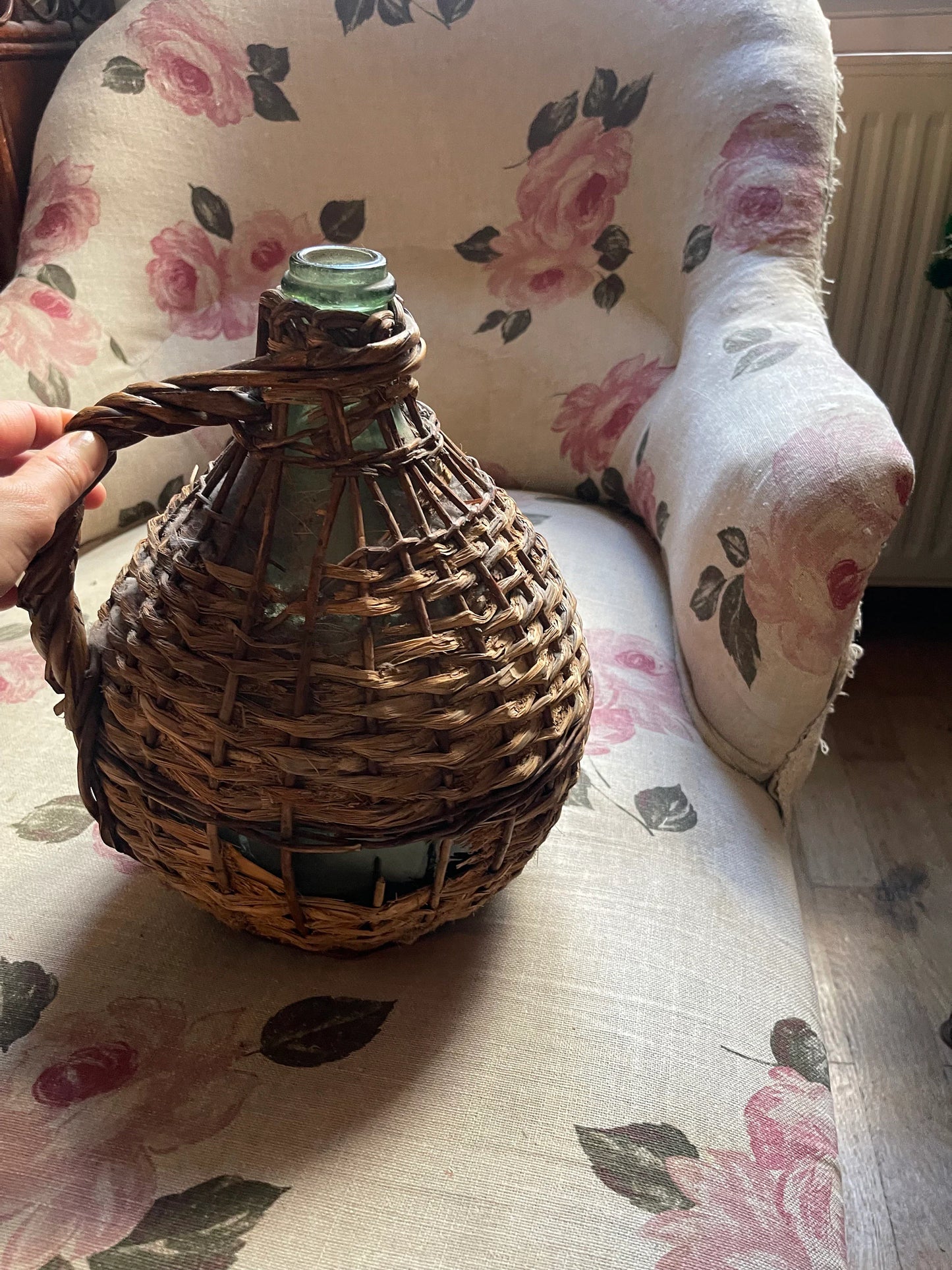 Dame Jeanne avec osier 5L, vintage dame jeanne, demijohn since 1960