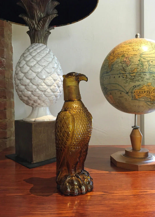 Rare Vintage Empoli EAGLE decanter amber color - Vintage art deco,Vintage empoli Made in Italy since 1960s
