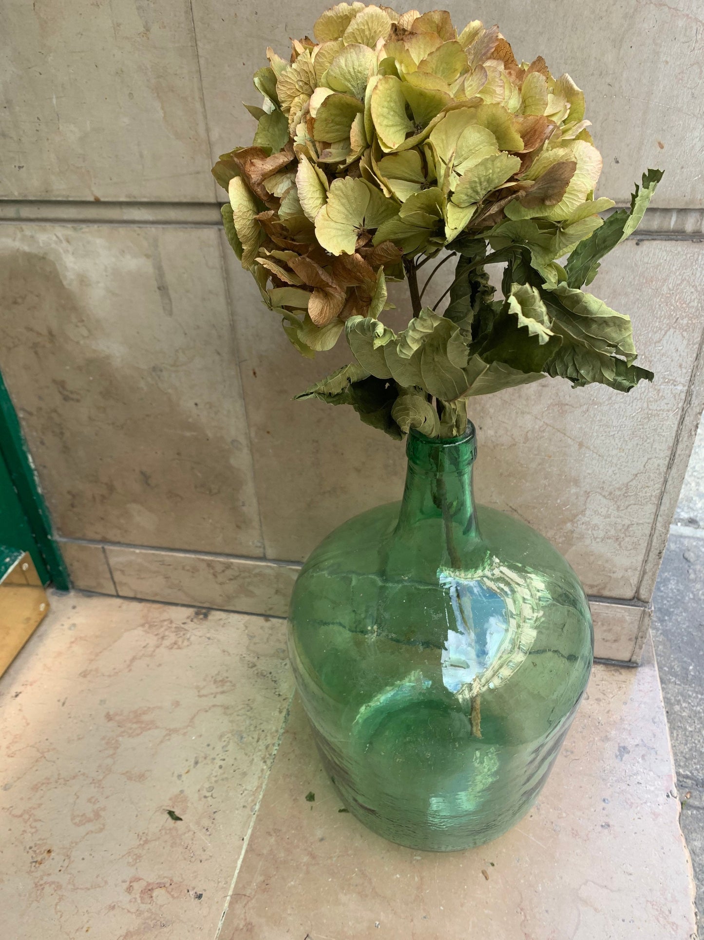 Dame Jeanne 20L vert style visera, ancien vase, vintage vase 1960s