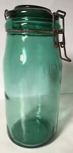 Bocaux vert ancien 1L 1960s marque "Idéal", vintage jar, antique