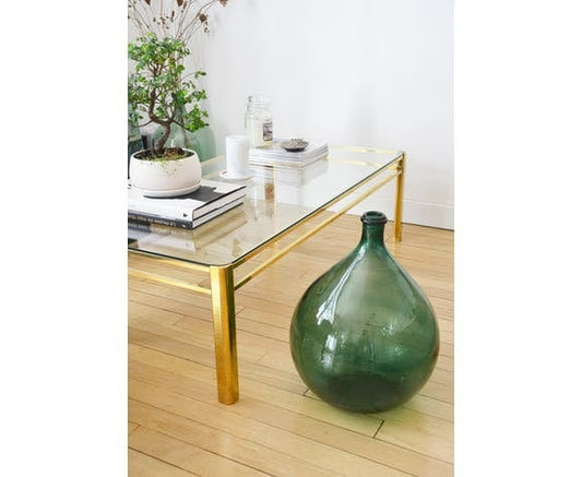 XXL Dame jeanne 54L style Demijohn carboy vert moss, antique vase 1950s, vintage vase