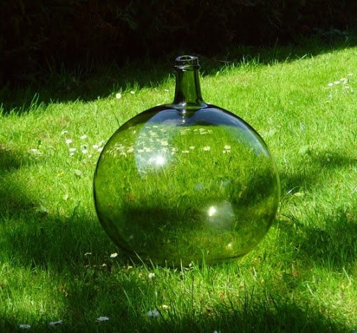 Rare French antique Demijohn carboy 35L, blow glass saber neck vintage 1900s