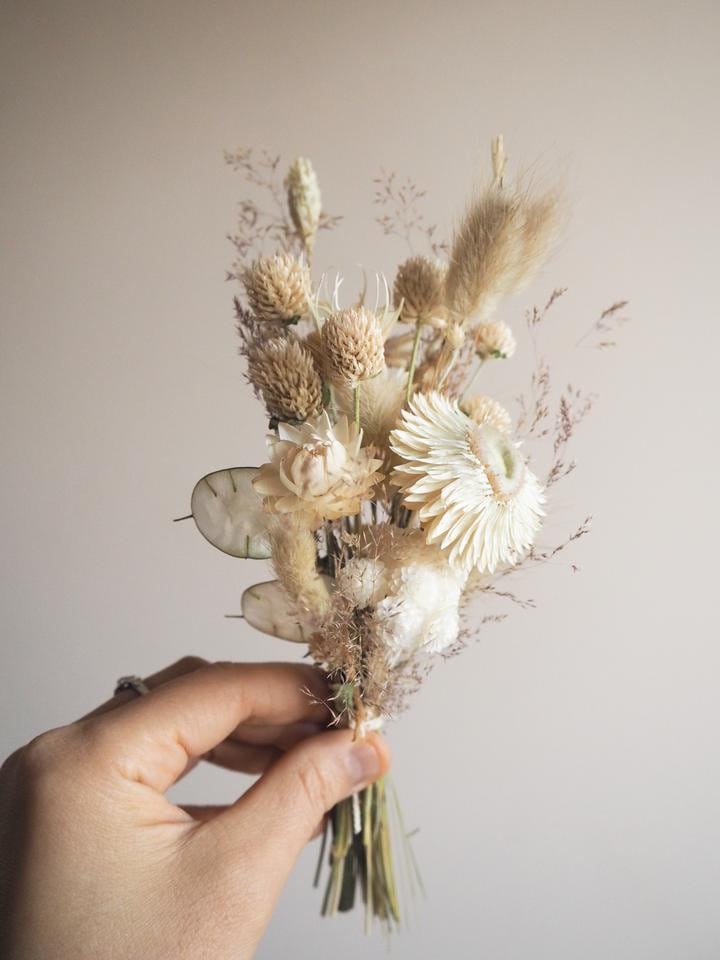 5 mini bouquets/boutonniere "Gamme vert", rustic bouquet, hauteur 15-20cm, dried flower, flower arrangement