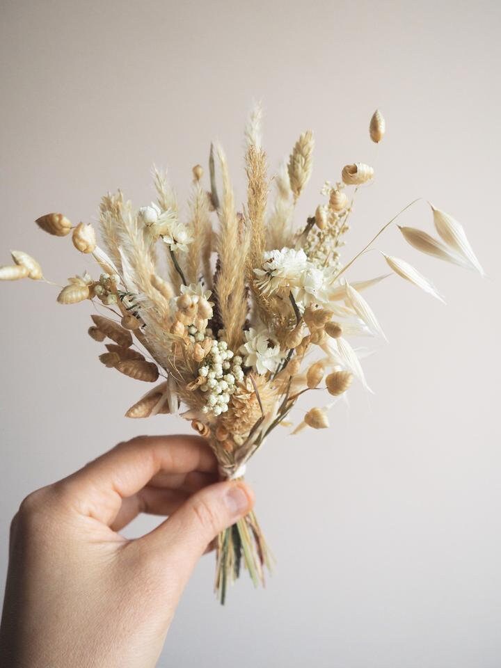 5 mini bouquets/boutonniere "Gamme vert", rustic bouquet, hauteur 15-20cm, dried flower, flower arrangement