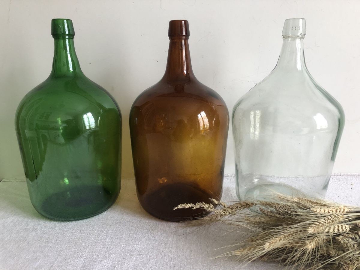 Trio Dame Jeanne 5L coloris, dame jeanne ancien 1960