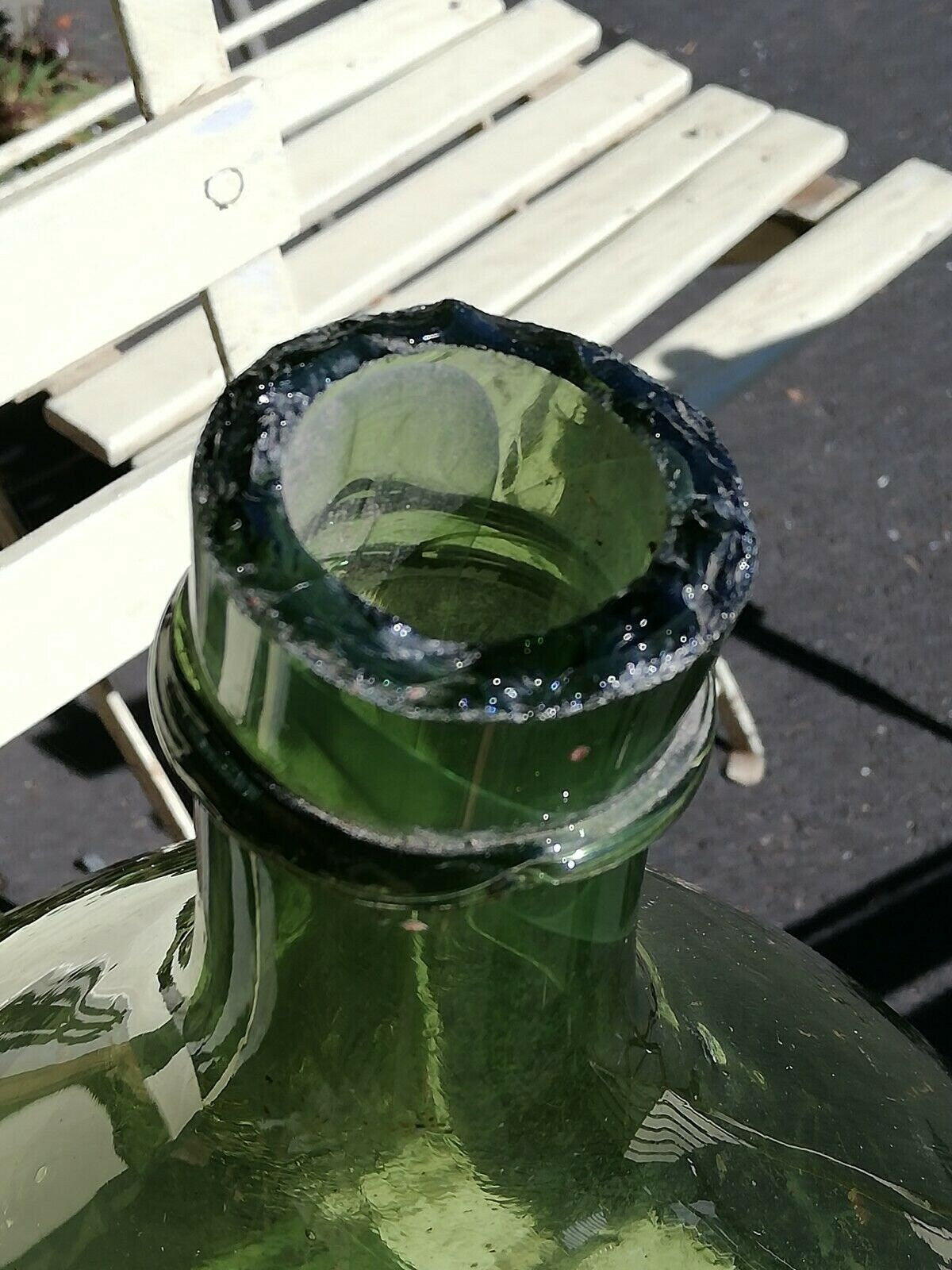 Rare French antique Demijohn carboy 35L, blow glass saber neck vintage 1900s