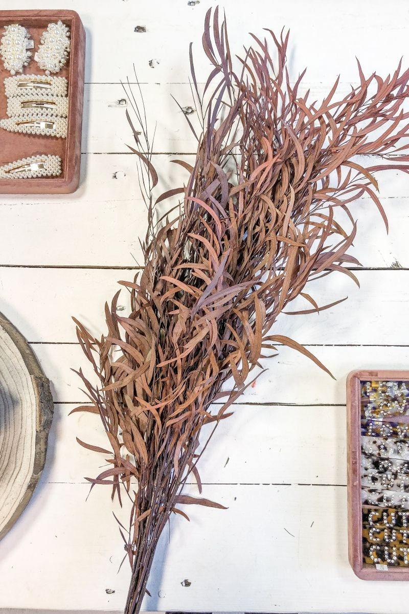 Preserved Red eucalytus nicoly, red bunch, preserved leaf, wall decor, kokedama tool