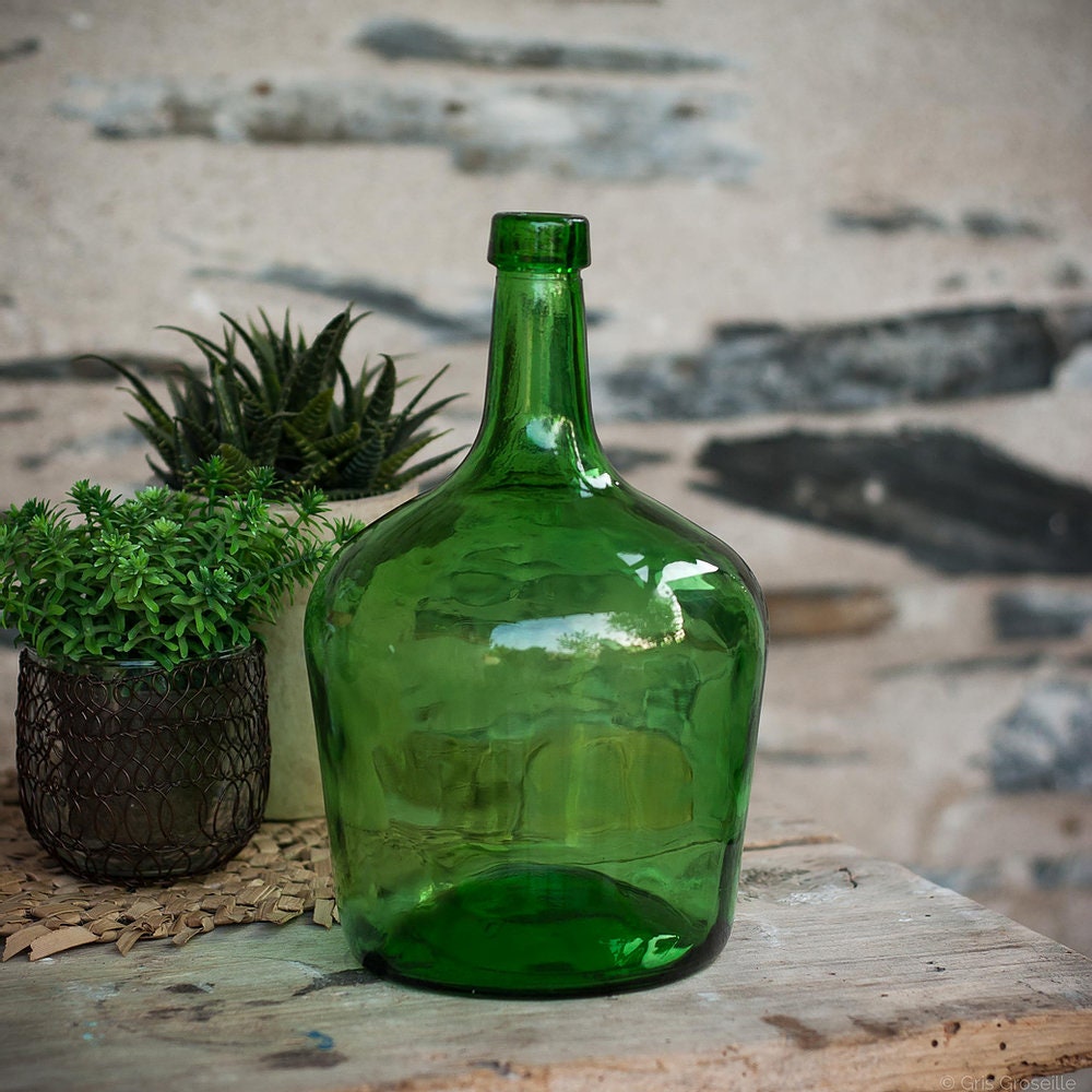 Dame Jeanne visera green olive 2L H25cm