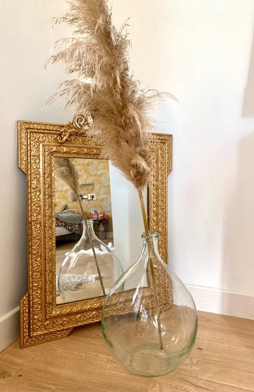 Antique Large 19th Century Hand Blown French transparent Demijohn/Dame jeanne Wine Bottle - 30L -since 1950s