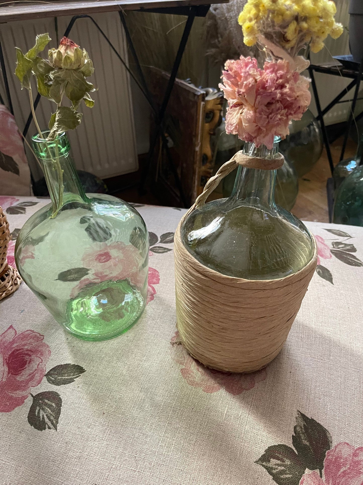 Lot de 3 dame jeanne ancien vintage, antique vase, bonbonne 1950s