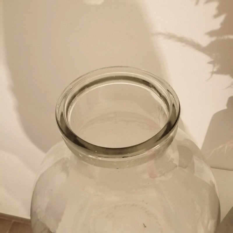 AncienXL size 20L Antique French Demijohn/Dame jeanne transparente grande ouverture terrarium