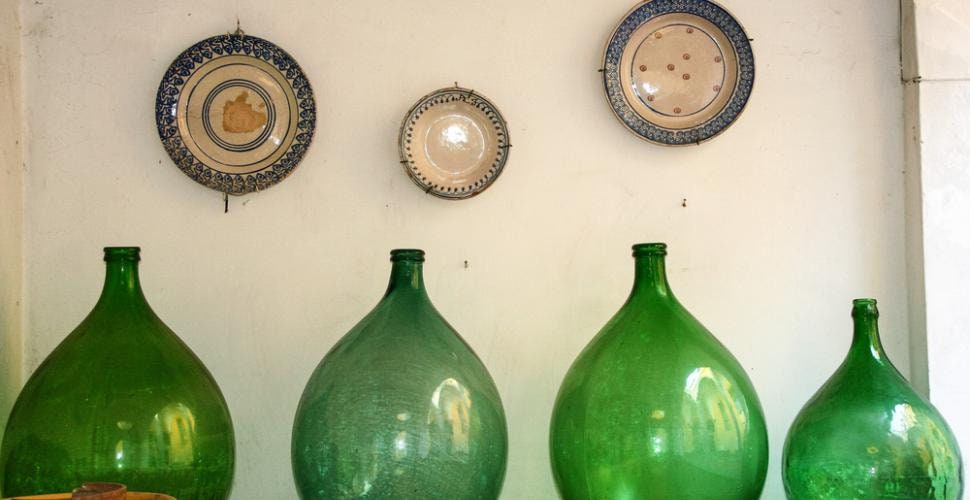 Large Dame jeanne 32-34L Demijohn carboy vert moss, antique vase 1950s, vintage vase