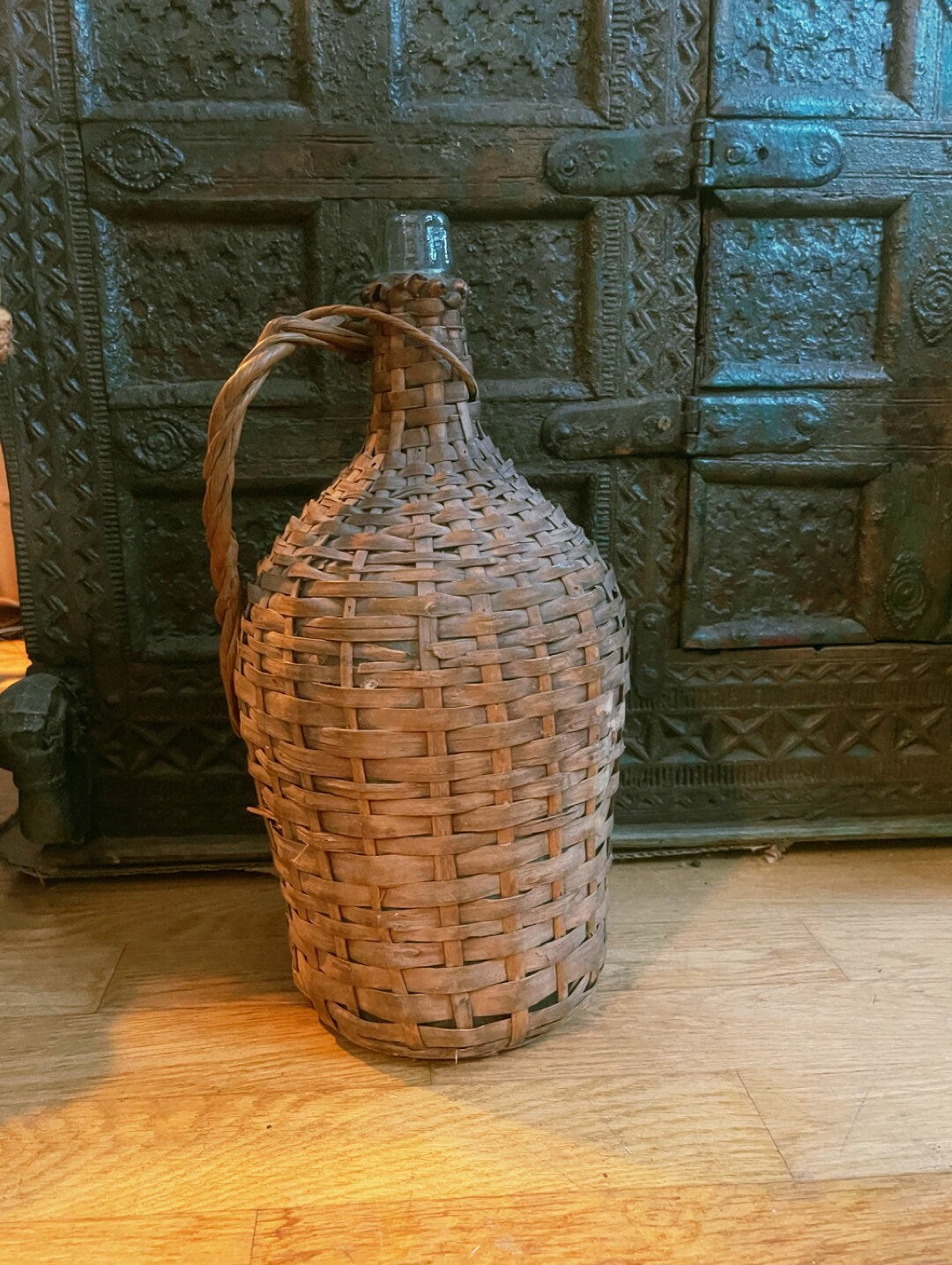 Ancien Dame Jeanne with orgininal wicker 5L de 1960s, vintage french vase