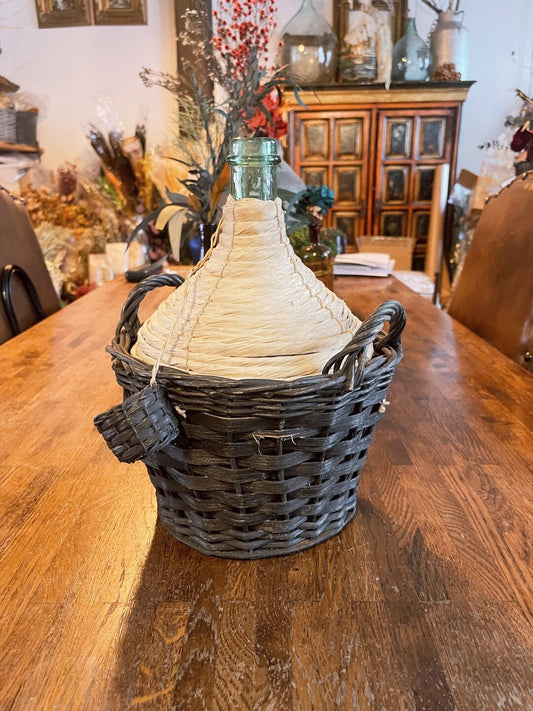 Ancien Dame Jeanne with orgininal wicker 5L de 1960s, vintage french vase