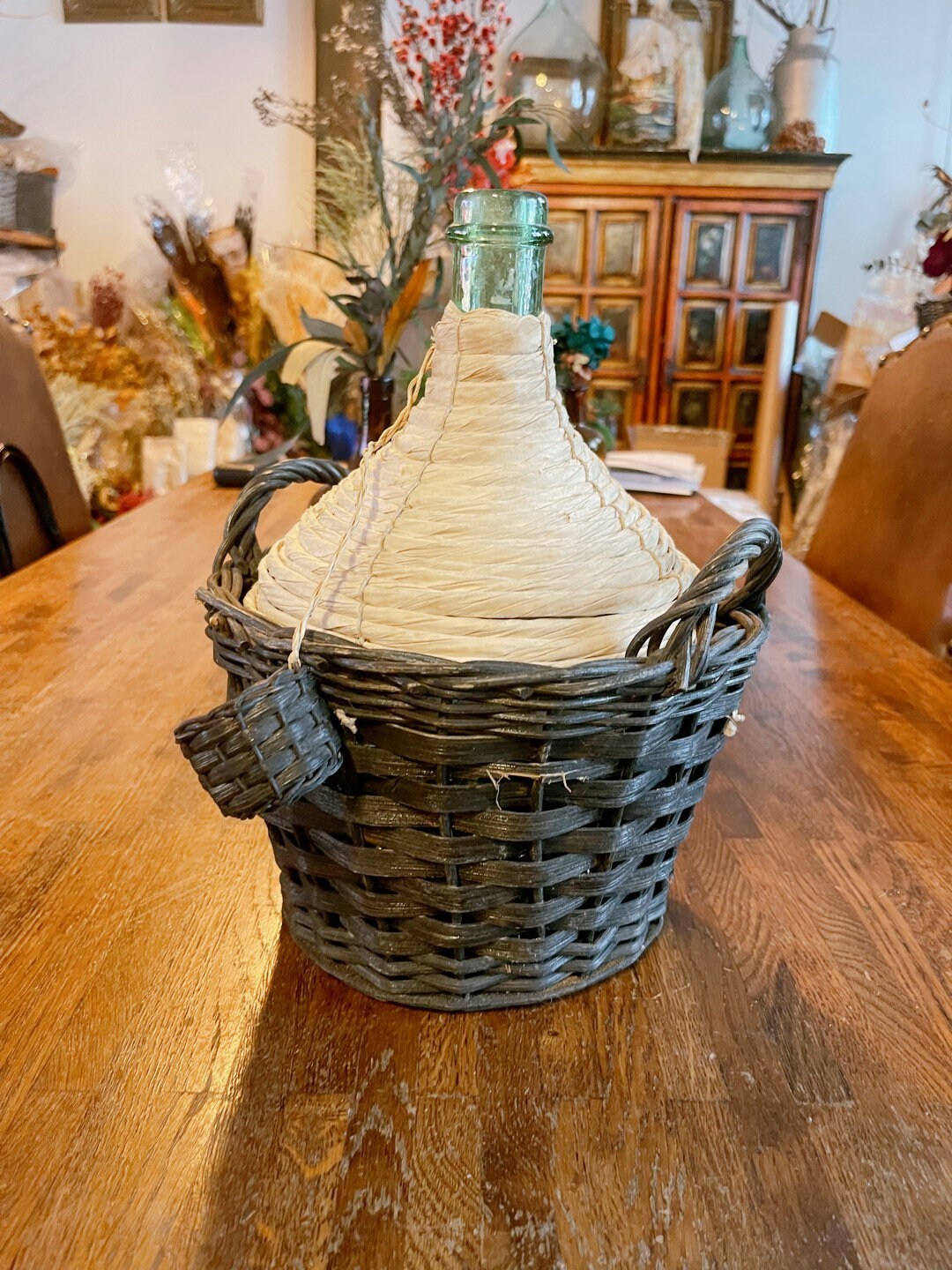 Ancien Dame Jeanne with orgininal wicker 5L de 1960s, vintage french vase