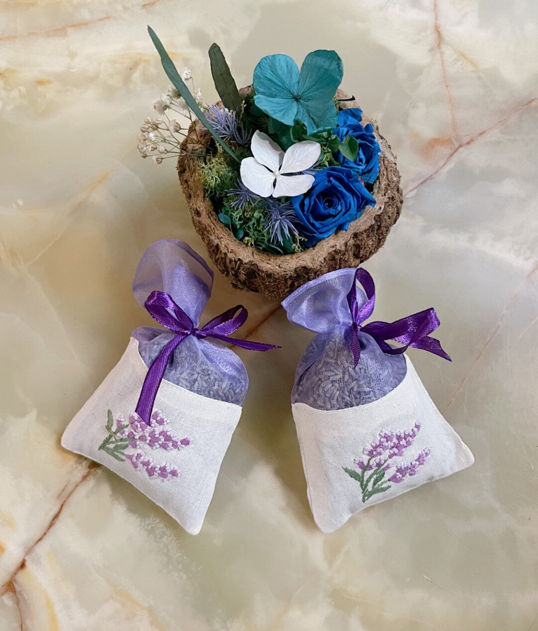 Pack of 2 Sachet lavender 15g embroidery bag, DYI, lavender embroidered, natural scent