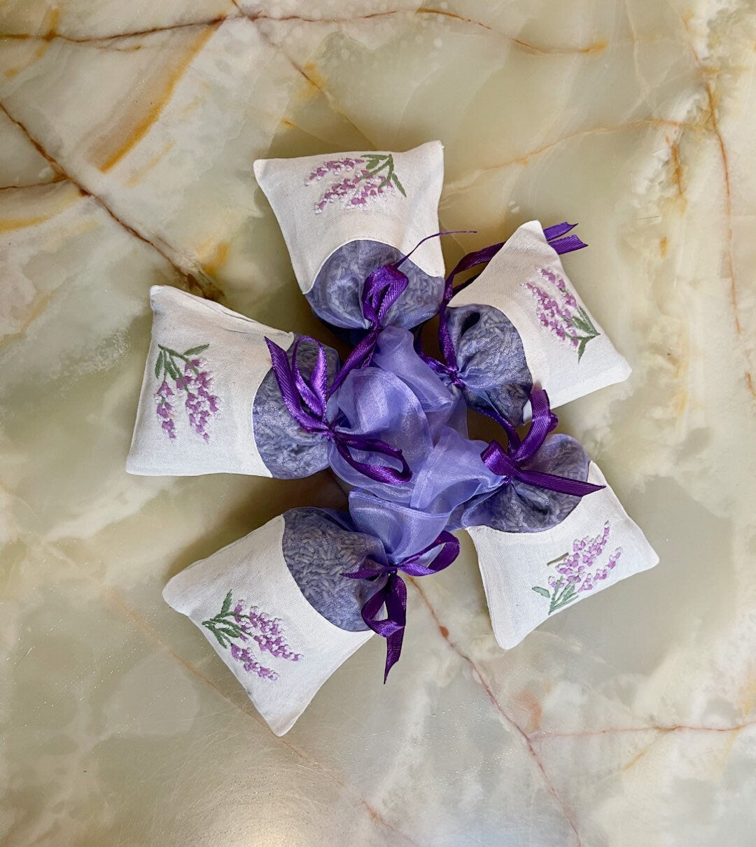Pack of 5 embroidery lavender bag, DYI, lavender embroidered, natural scent