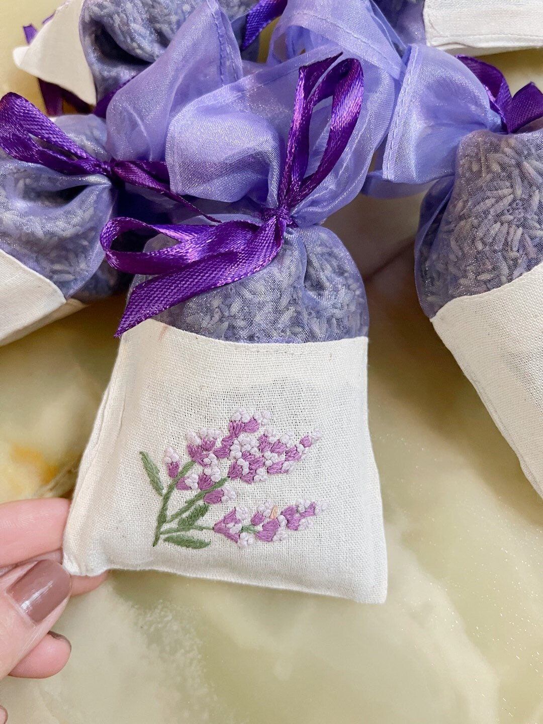 Pack of 5 embroidery lavender bag, DYI, lavender embroidered, natural scent