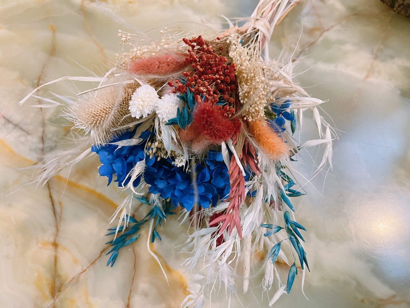 VALENTINE bouquet, composition floral hortensia blue mix bunch, DYI, décoration interieur