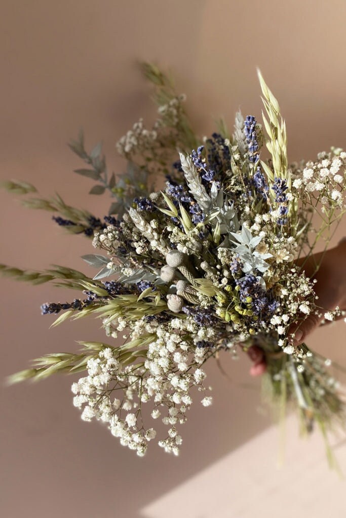 Bouquet ANNA gysophia mix lavender bridal bunch, boho chic decoration, wedding bunch