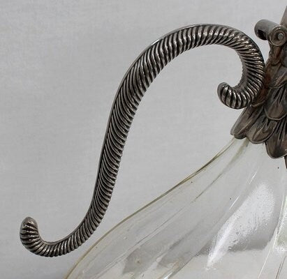 Vintage cristal and silver metal duck decanter, Vintage art deco,Vintage French table silverware brand Silea since 1900