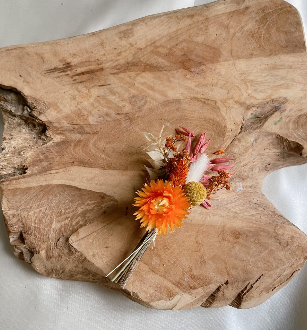 Orange terracota boutonniere preserved accessories, wedding DYI decoration