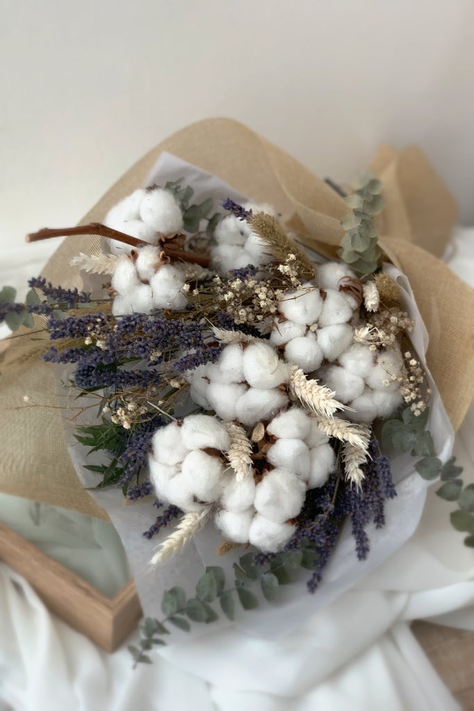 Bouquet COTON composition floral bridal bunch, boho chic decoration, wedding bunch, home decoration