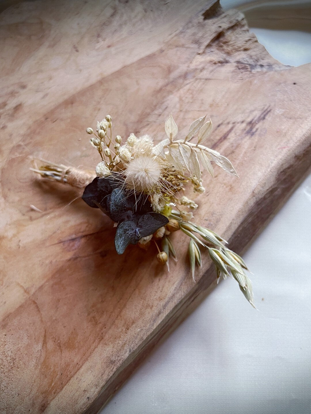CLOE boutonniere preserved foliage mix dried flower, bridal accessories, wedding DYI