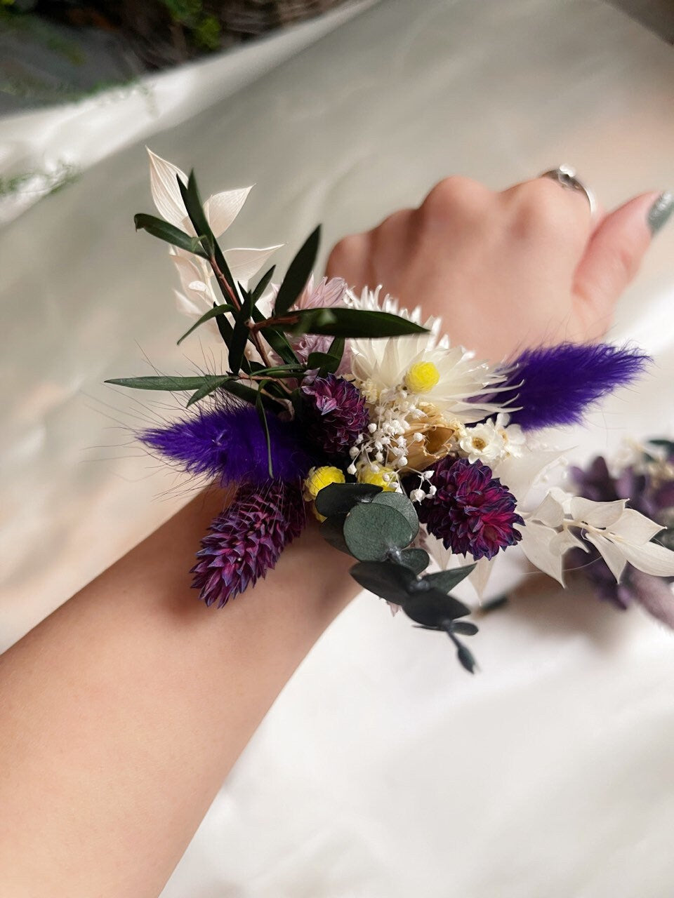 VIOLET wedding preserved and dried corsage and boutonniere