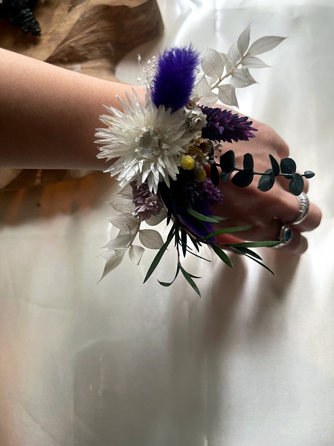 VIOLET wedding preserved and dried corsage and boutonniere