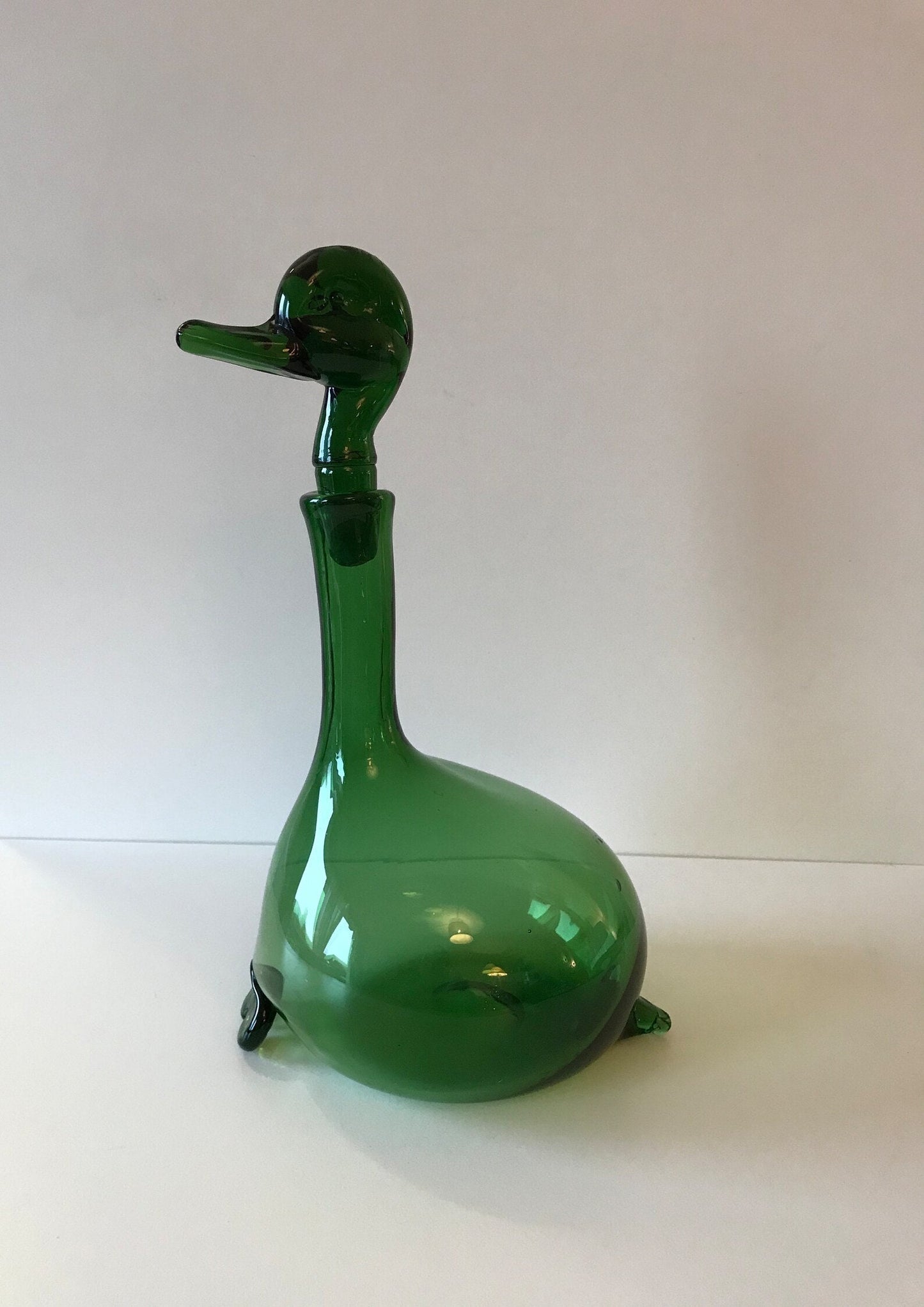 Rare Vintage Empoli Duck decanter green color - Vintage art deco,Vintage empoli Made in Italy since 1900s
