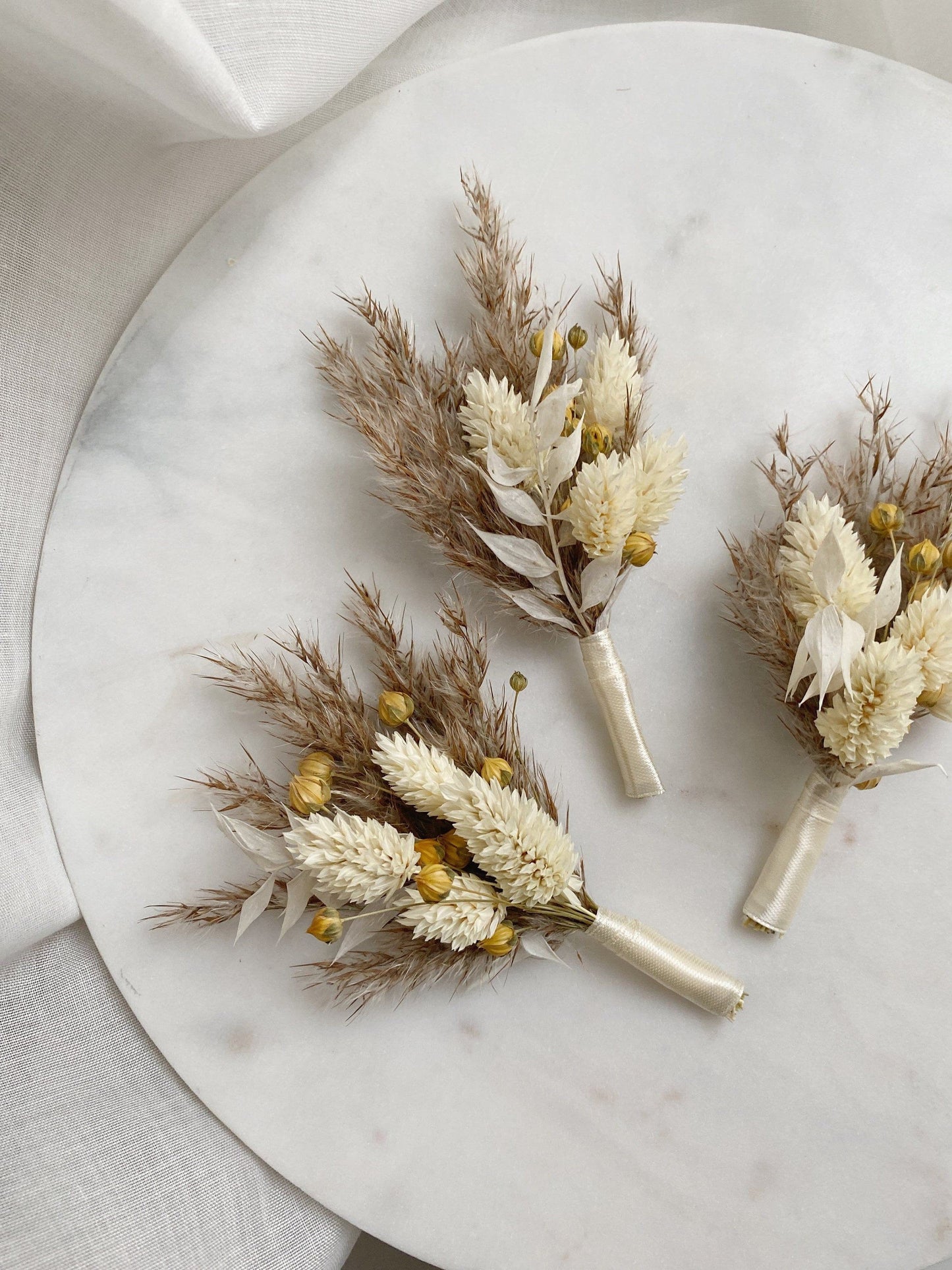 ELSA boutonniere white cream preserved groom accessories, wedding DYI