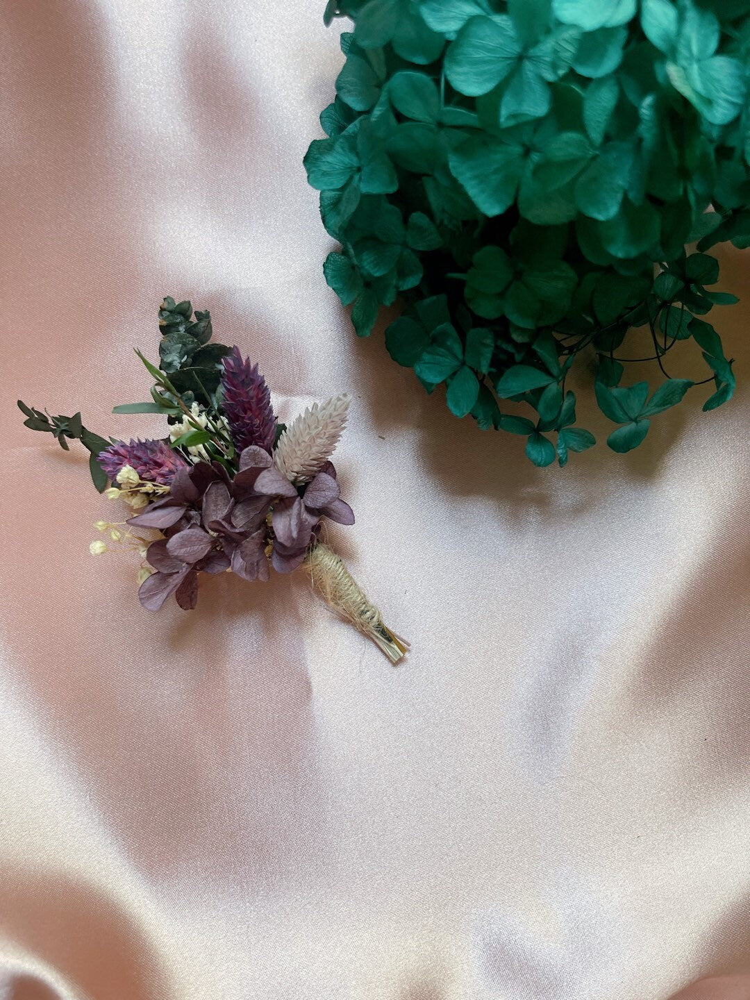 VIOLET wedding preserved and dried corsage and boutonniere