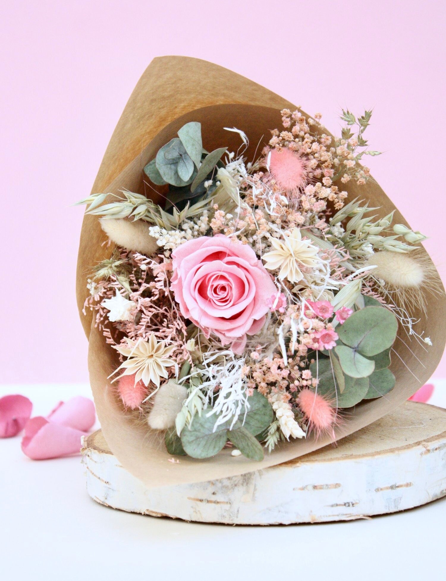 Bouquet Romance rose preserved, dried bridal bunch, birthday gift