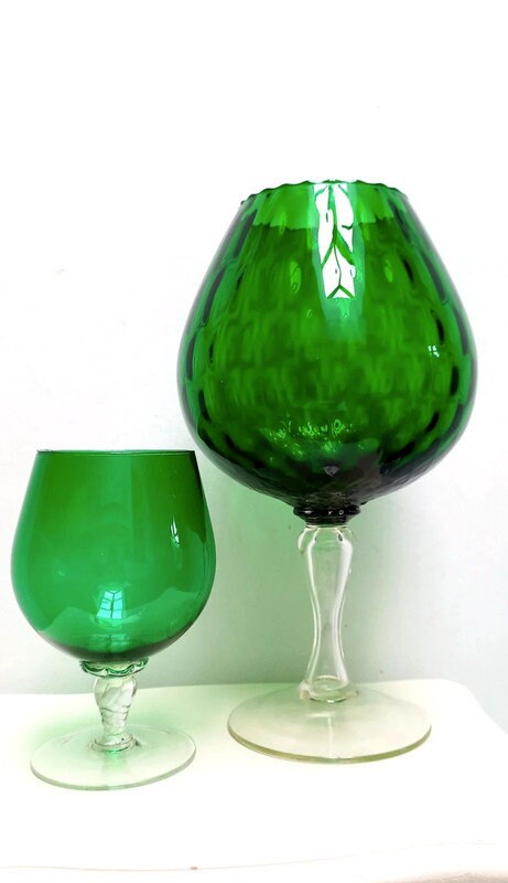 Ancien Mid Century Italian Empoli Glass - Pack of 2 - since 1960s