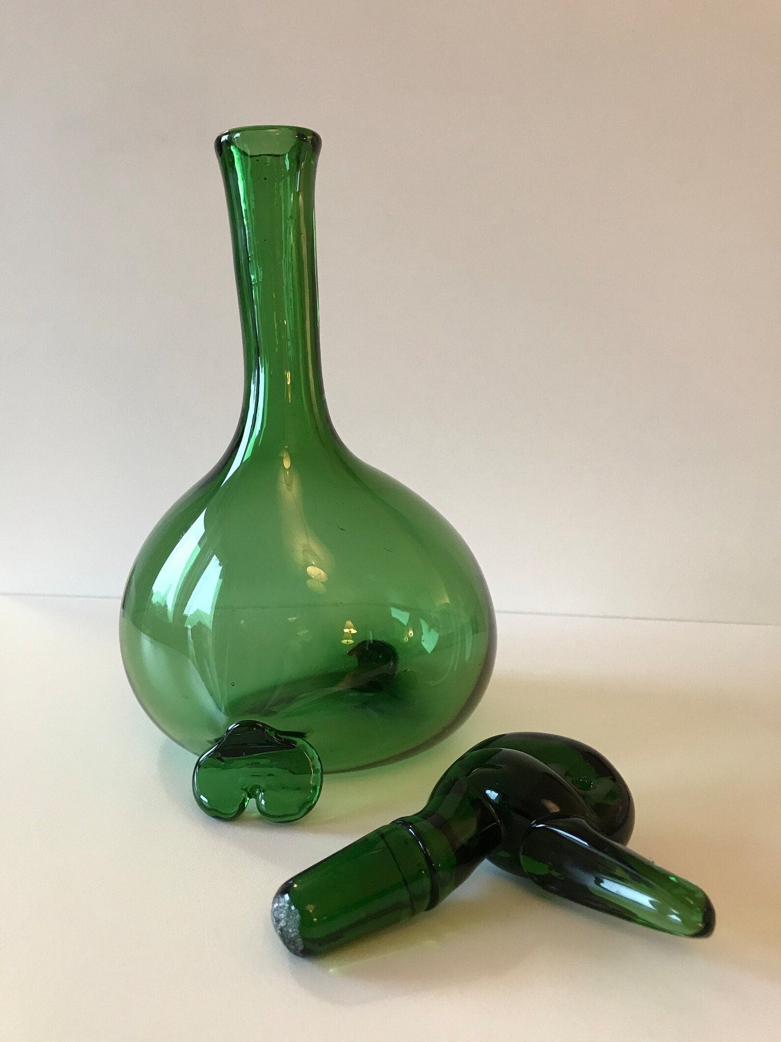 Rare Vintage Empoli Duck decanter green color - Vintage art deco,Vintage empoli Made in Italy since 1900s