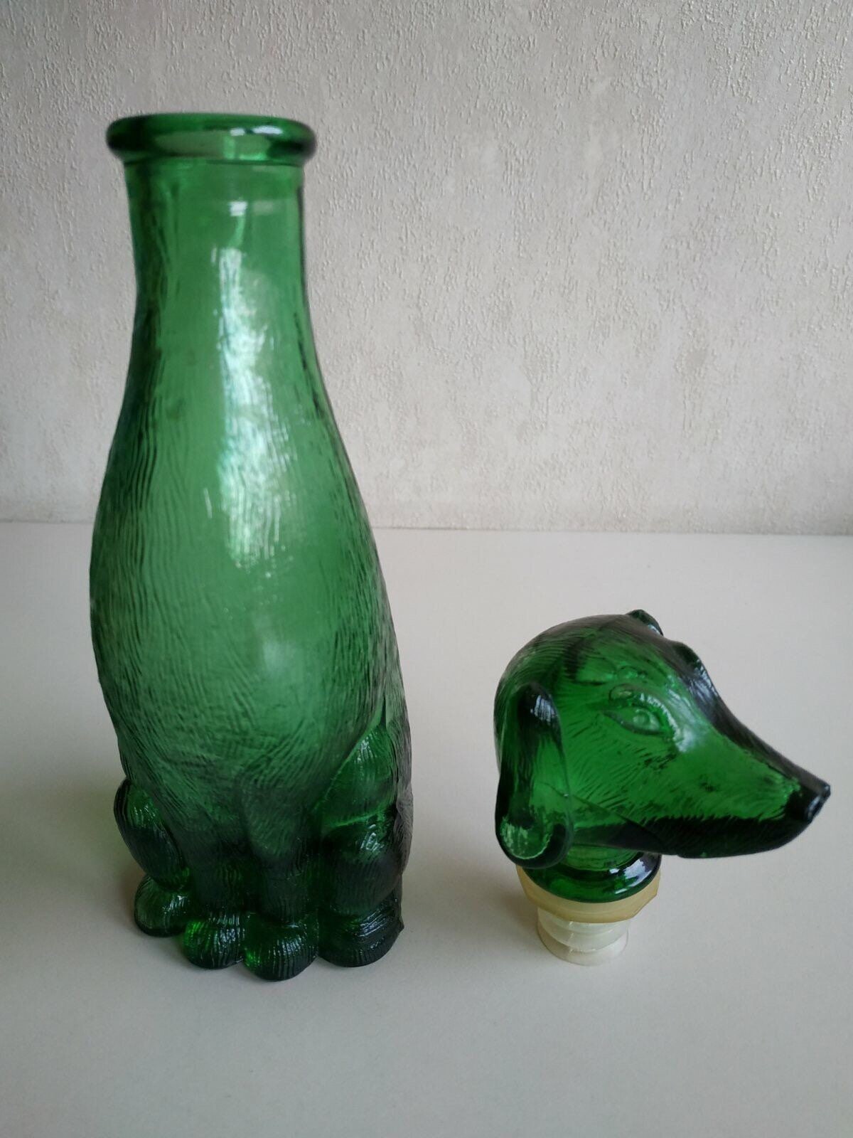 Vintage empoli Large Dog 15 inch tall green decanter, Vintage art deco,Vintage empoli Made in Italy since 1960s