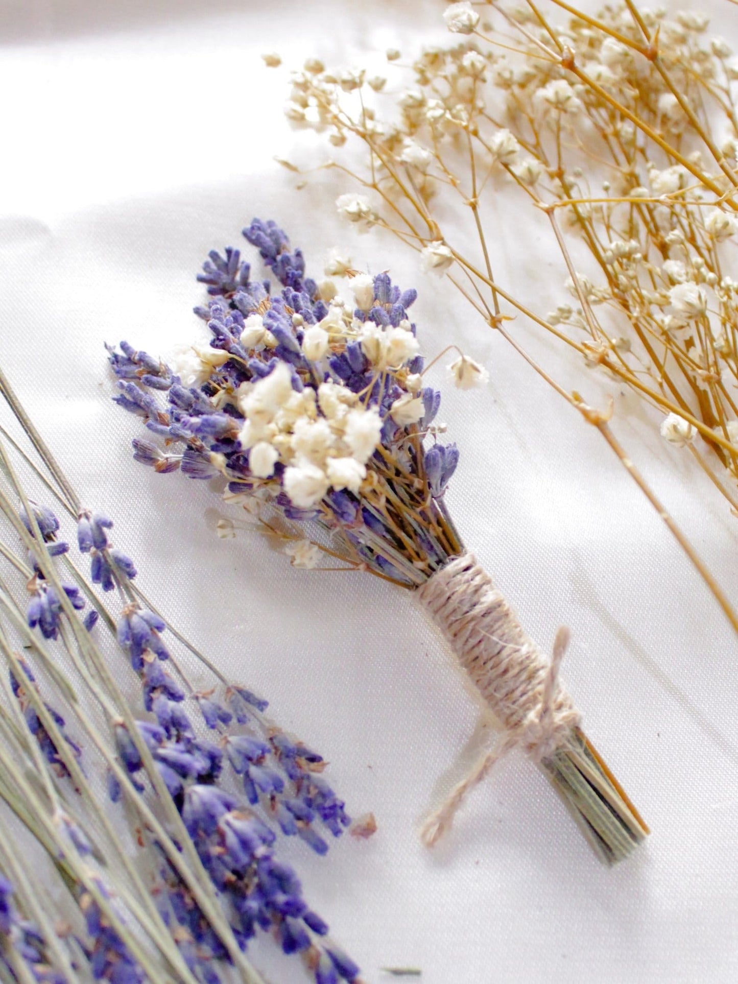 LAVENDER boutonniere & hair comb preserved gysophila mix lavender dried flower, bridal accessories, wedding DYI