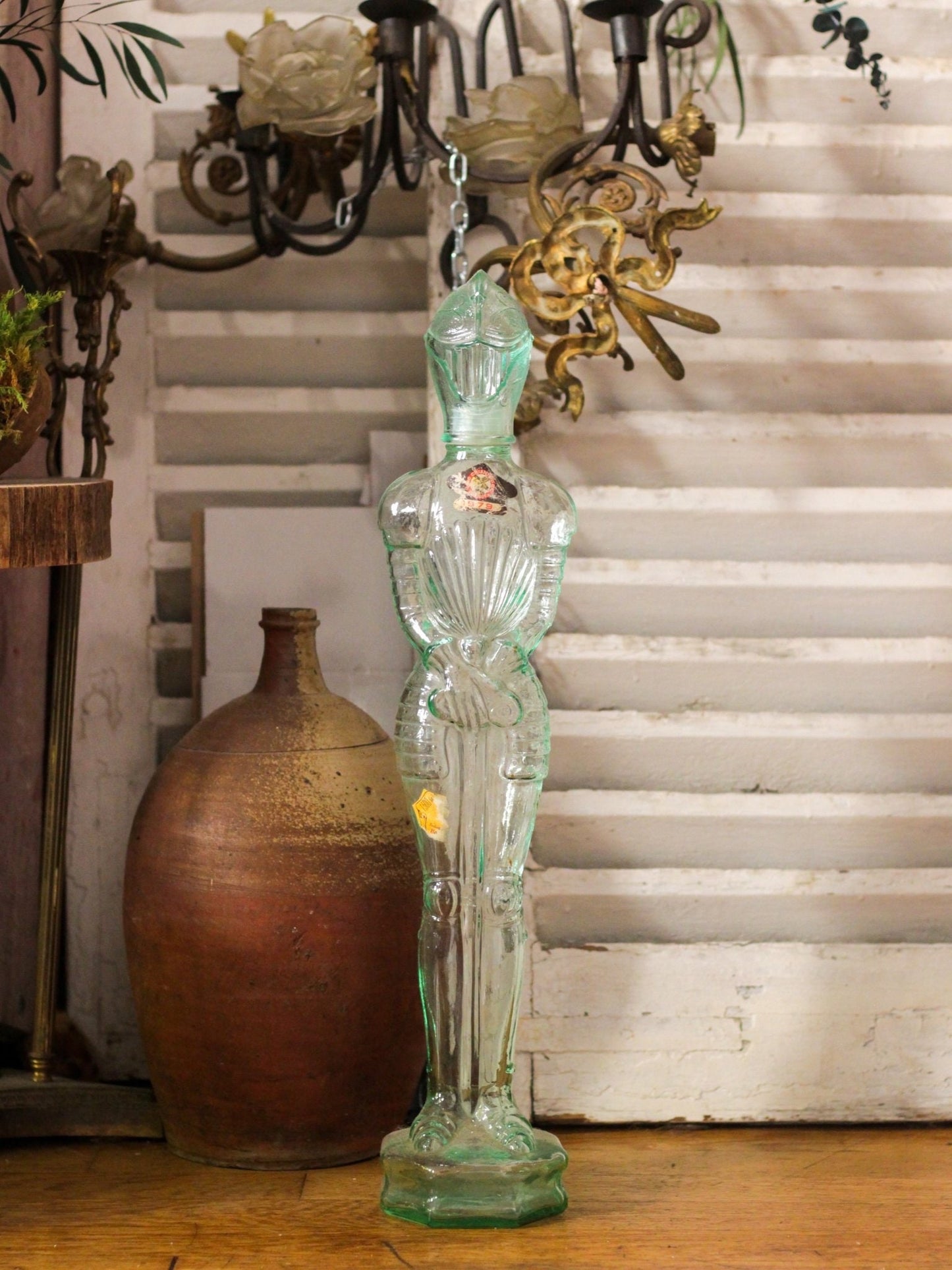 Rare Long bouteille de vins italienne transparent Toscan en verre Chianti Decanter from Casa Vento Chianti, 1979 Made in Italy