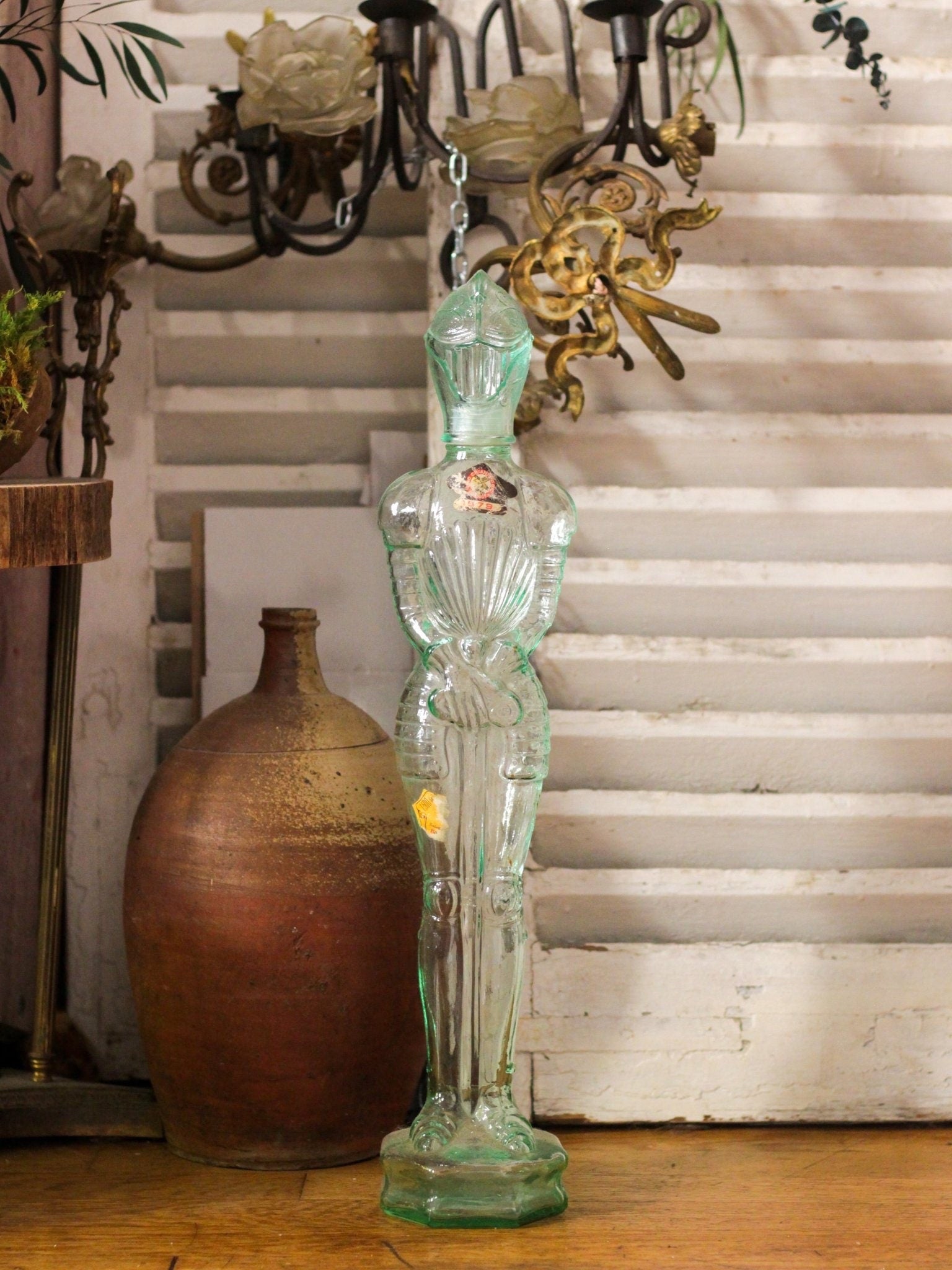 Rare Long bouteille de vins italienne transparent Toscan en verre Chianti Decanter from Casa Vento Chianti, 1979 Made in Italy