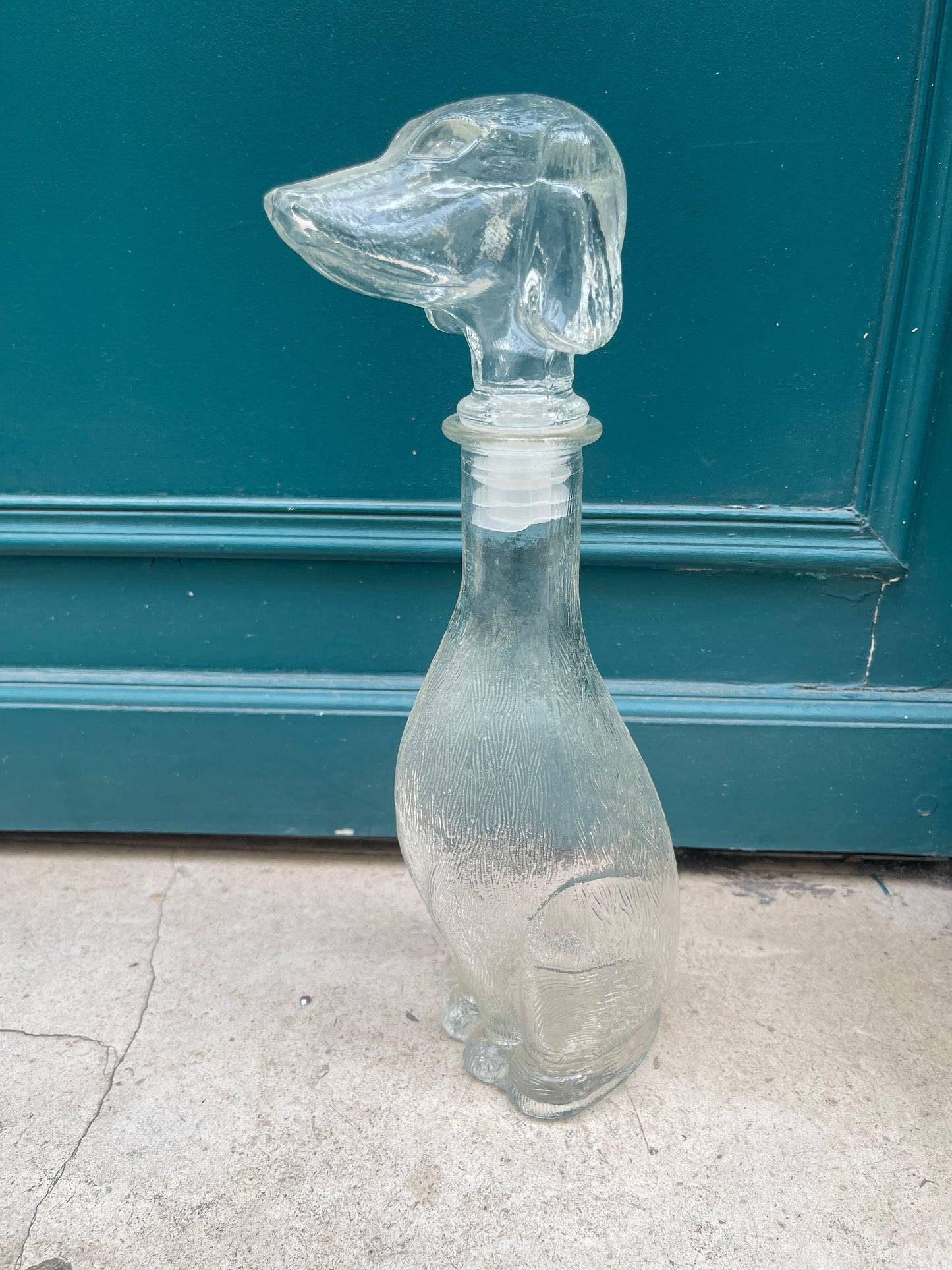 Rare Vintage Cat & Dog 14 inch tall transparent Empoli decanter, Vintage art deco,Vintage empoli Made in Italy since 1960s