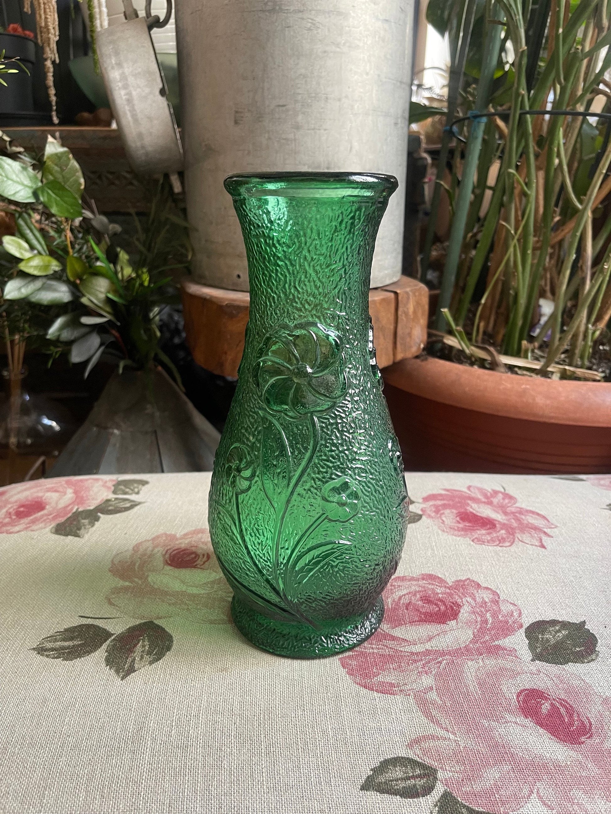 Ancien Rossini Empoli Italy Pattern Art Glass Decanter Genie Bottle 1960s