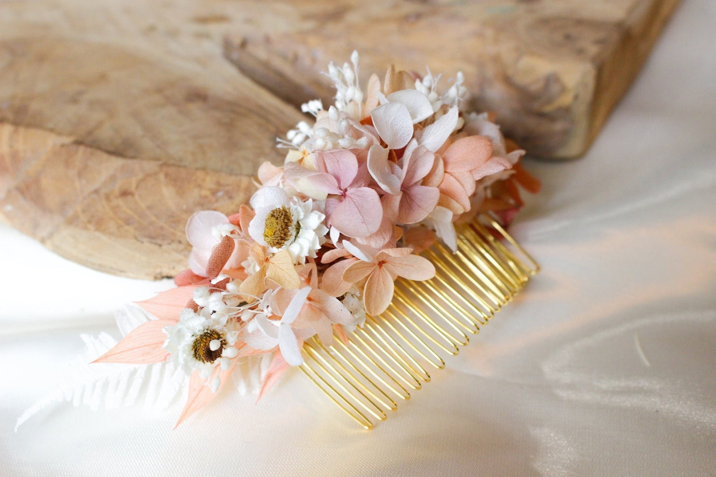 ESTELLE Mauve pink hair comb preserved hortensia , bridal accessories, wedding accessories DYI