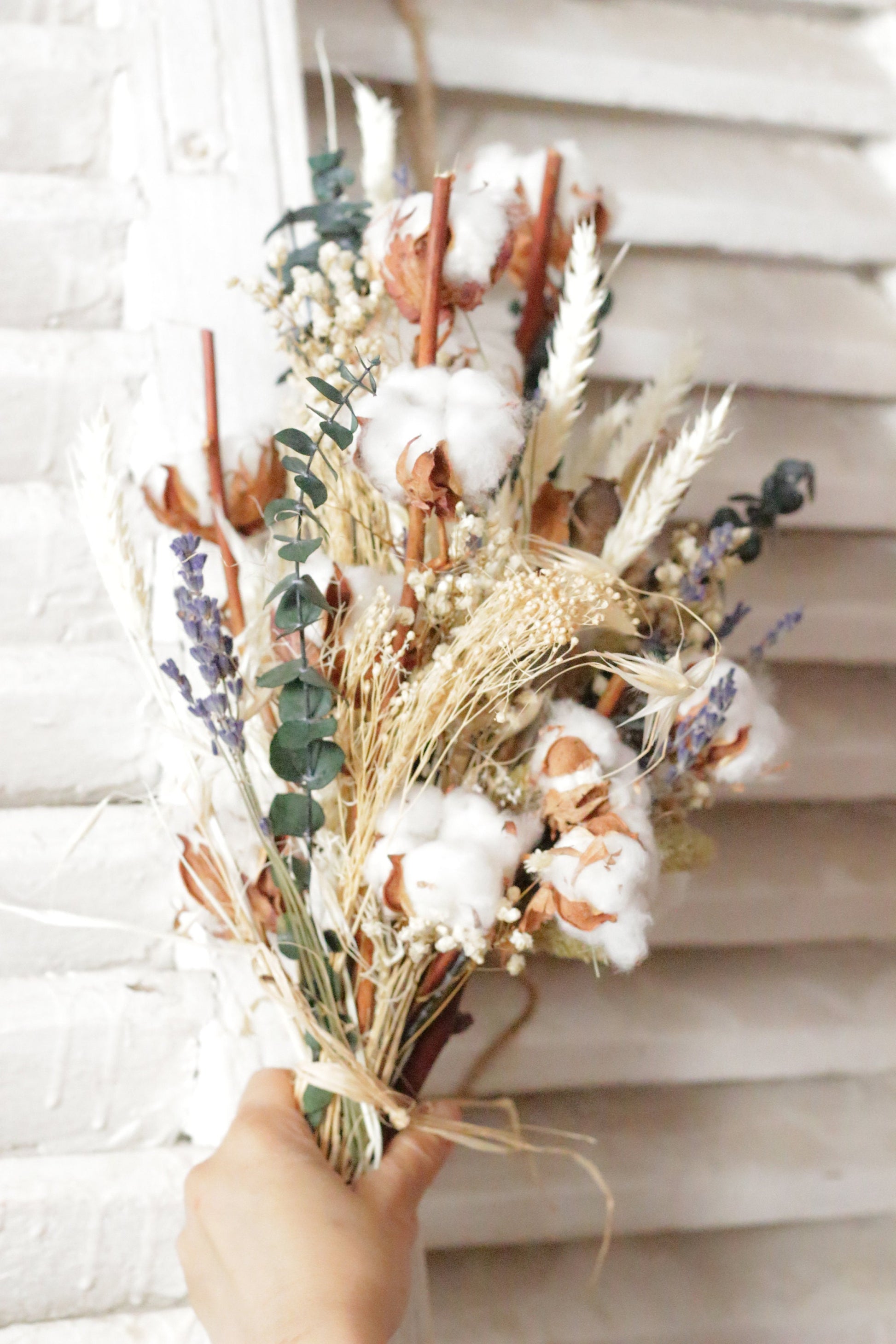 COTTON wedding flower bouquet for bridal and groom, Cotton flower bunch for wedding