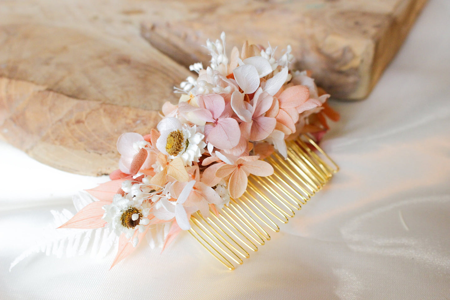 PEARL wedding hair comb for bridal and groom, Peigne de mariee en peche et apricot couleur
