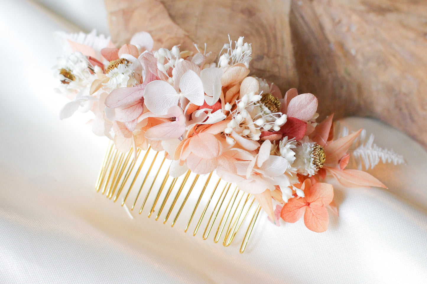 PEARL wedding hair comb for bridal and groom, Peigne de mariee en peche et apricot couleur