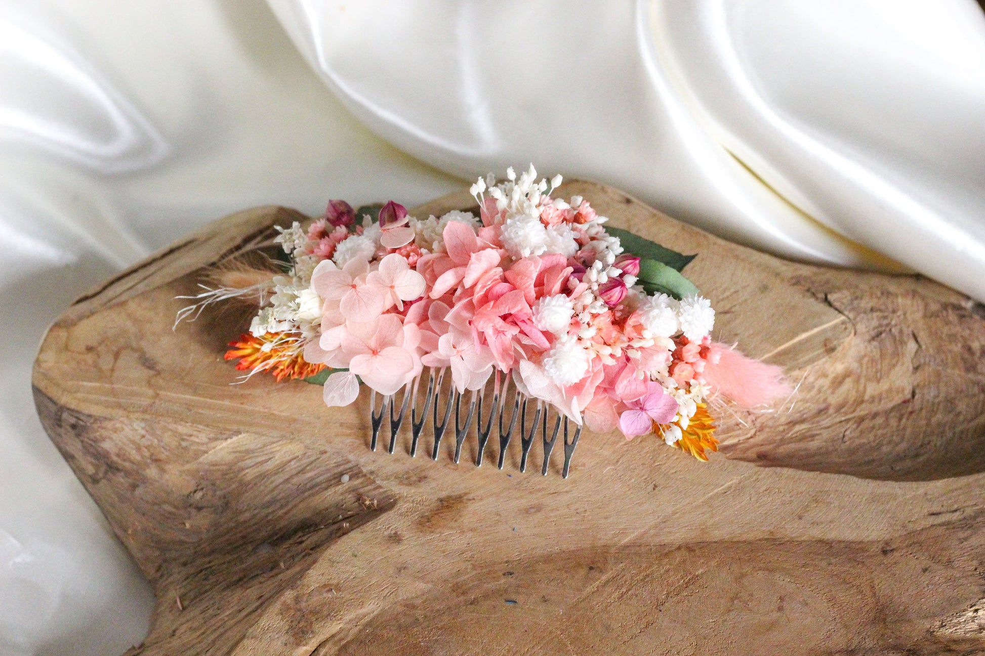 DAPHNE wedding hair comb for bridal and groom, Peigne de mariee en rose et terracotta couleur